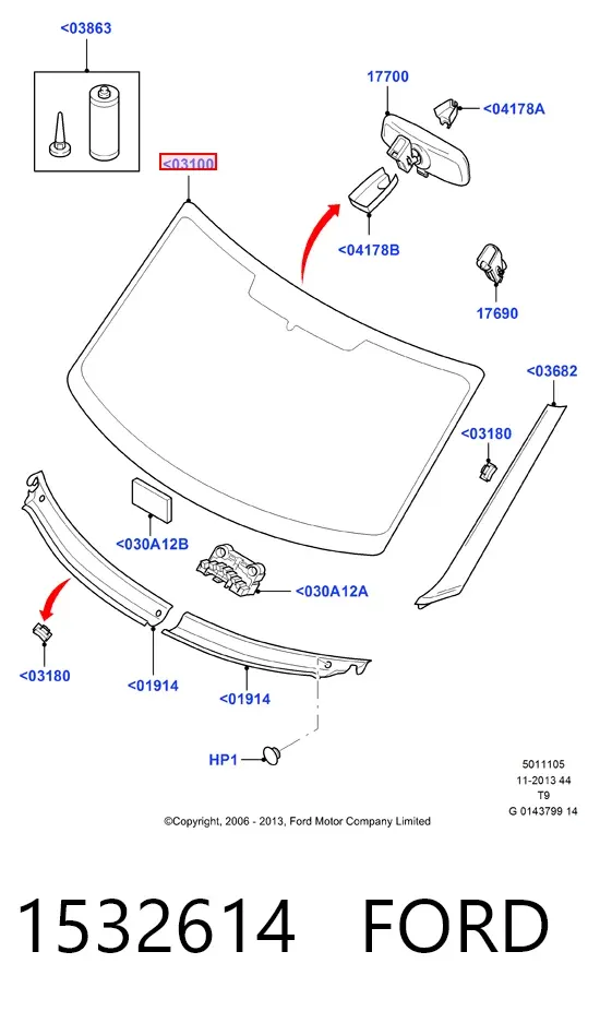 Лобове скло 1532614 Ford