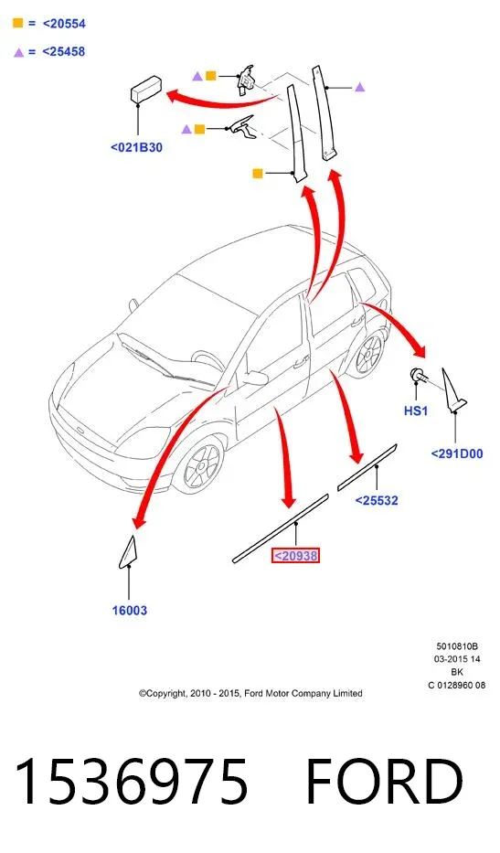 Молдинг передньої лівої двері 1536975 Ford