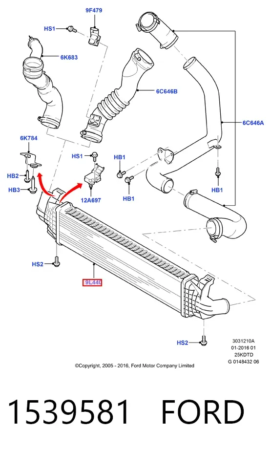 Інтеркулер 1539581 Ford