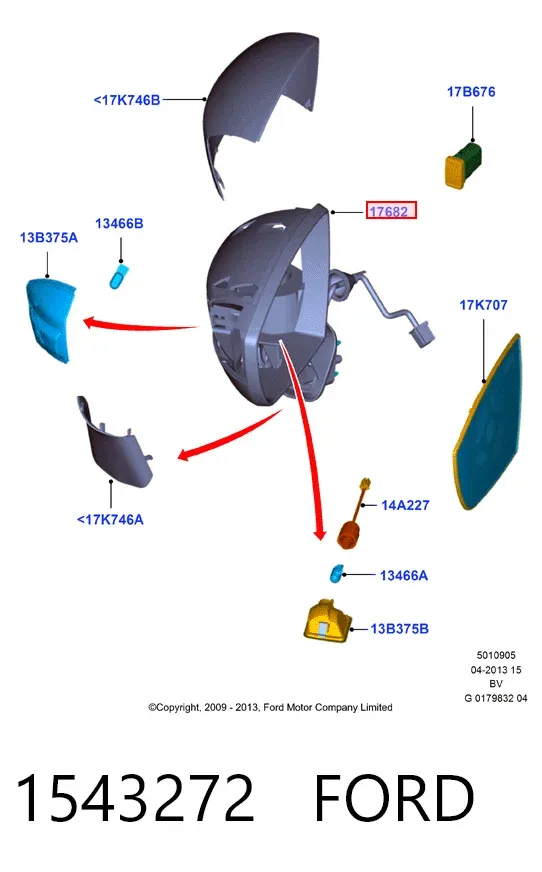 Ліве бокове дзеркало 1543272 Ford
