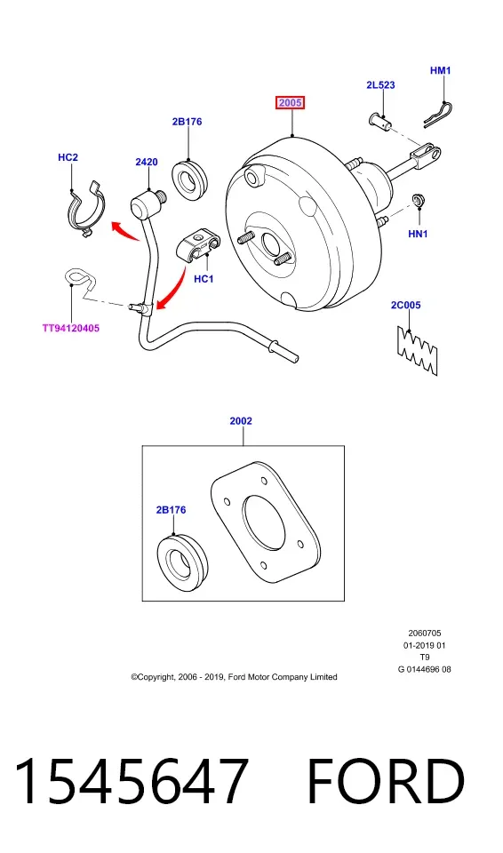 Підсилювач гальм 1545647 Ford