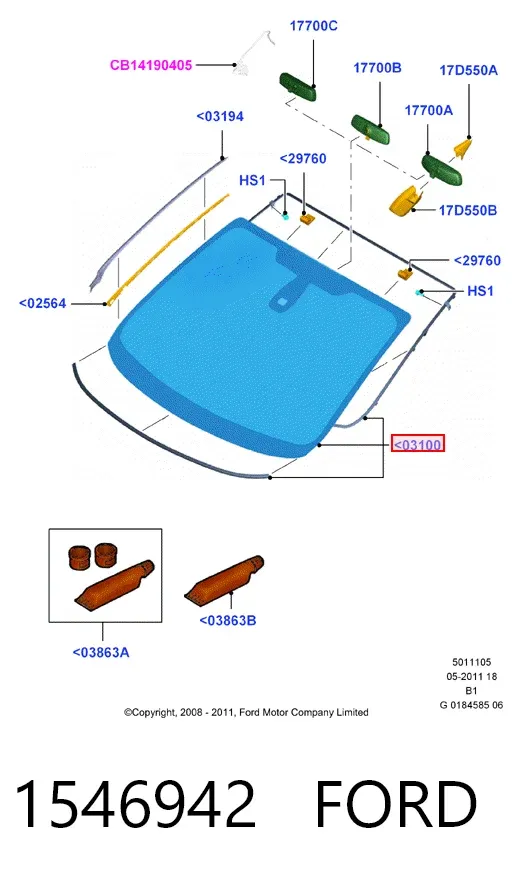 Лобове скло 1546942 Ford