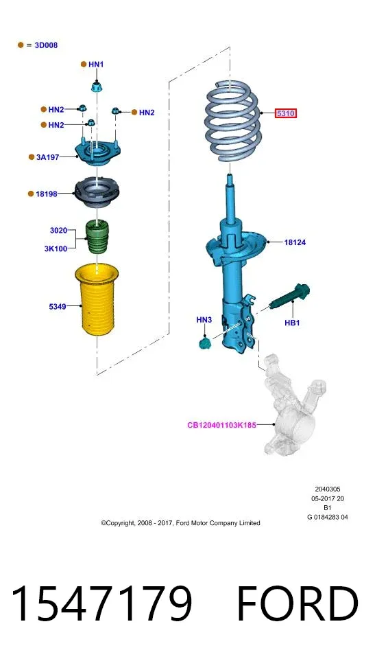 Пружина передня 1547179 Ford
