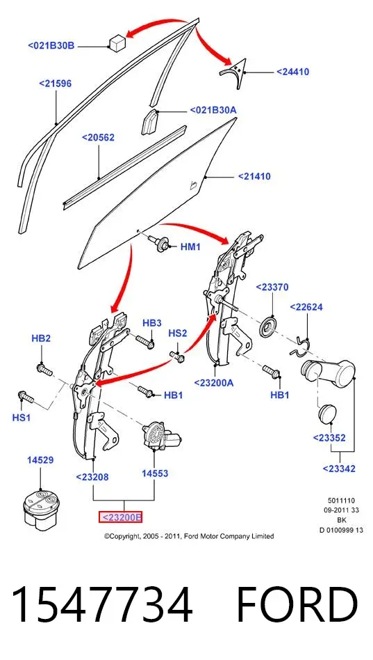 Склопідйомник передньої лівої двері 1547734 Ford