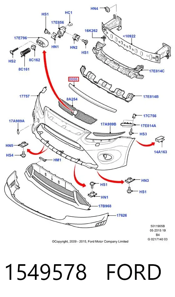 Накладка капоту 1549578 Ford