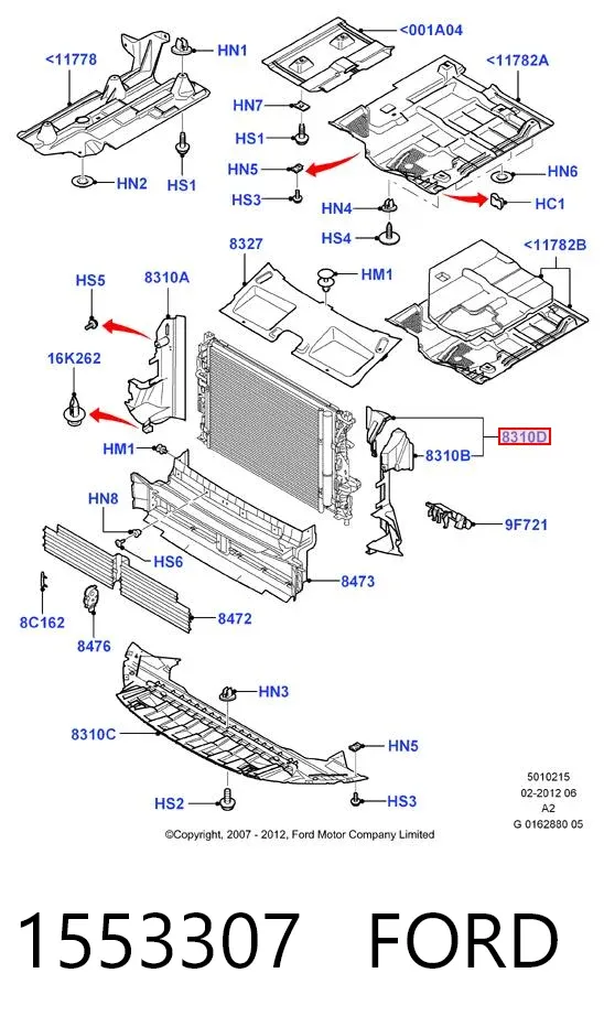 Повітропровід (дефлектор) радіатора, лівий 1553307 Ford