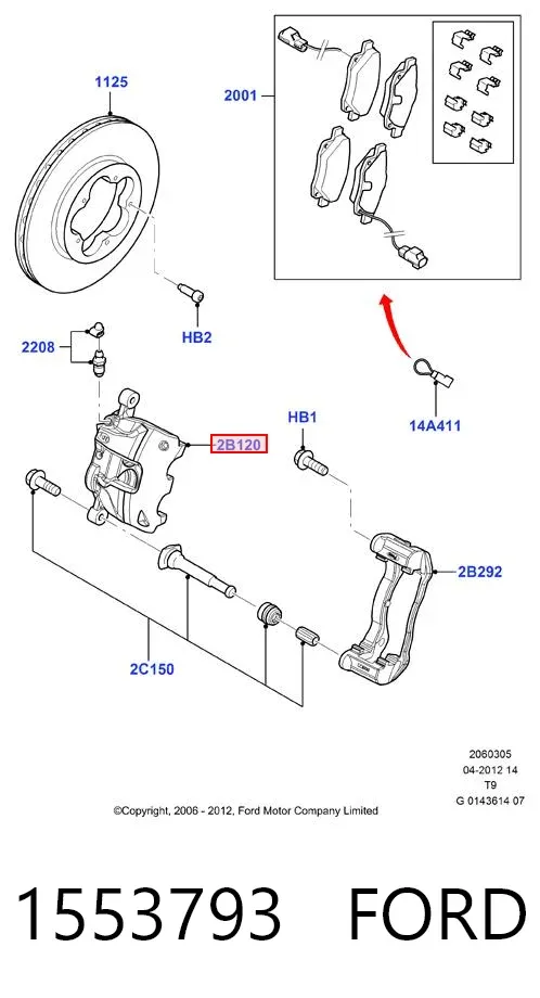 Супорт гальмівний передній правий 1553793 Ford