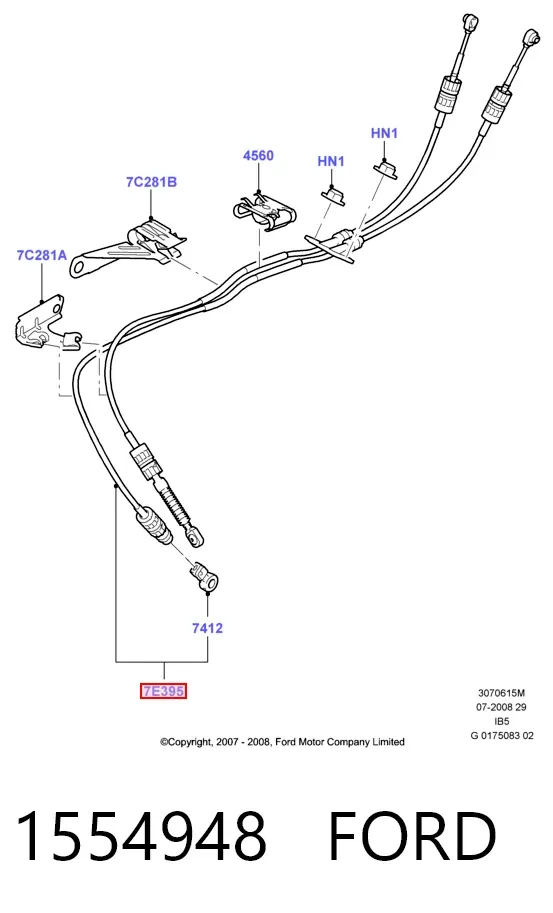 Трос перемикання передач 1554948 Ford