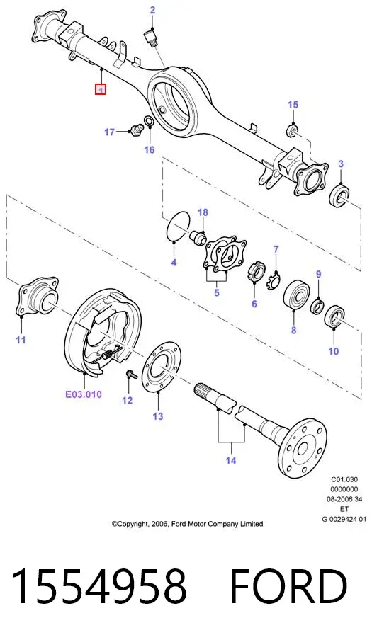 Картер заднього моста (чулок) 1554958 Ford