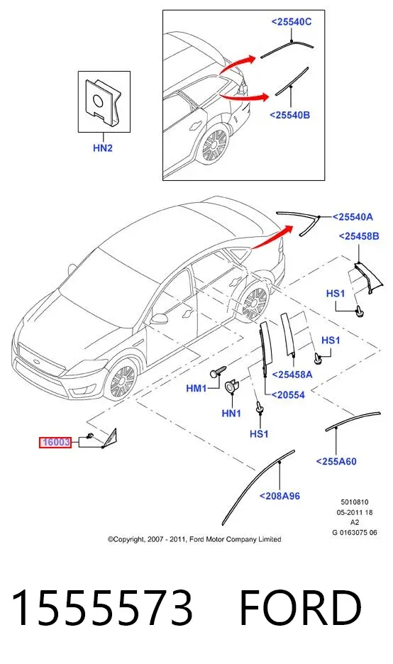 Накладка дзеркала заднього виду, права 1555573 Ford