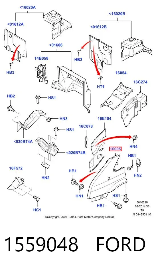 Крило переднє ліве 1559048 Ford