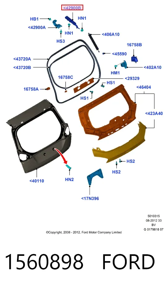 Петля кришки багажника 1560898 Ford