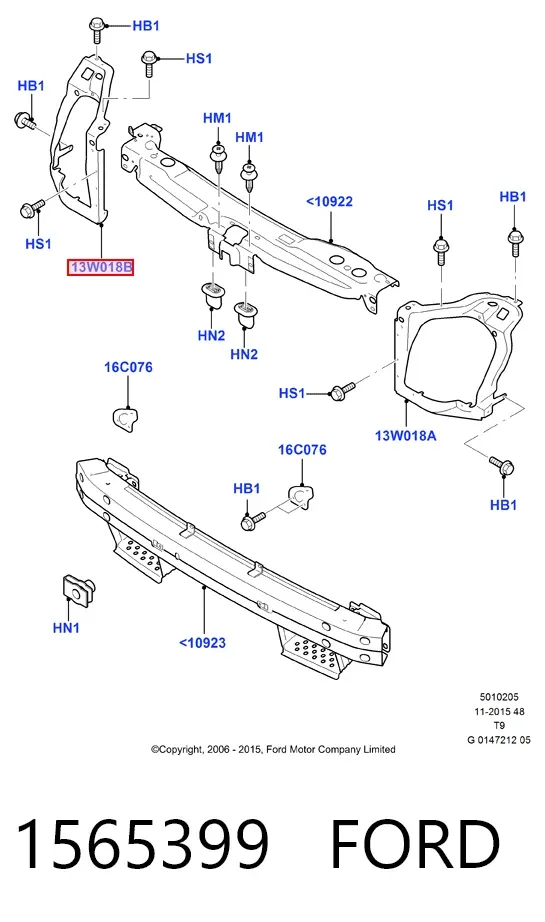Супорт радіатора правий/монтажна панель кріплення фар 1565399 Ford