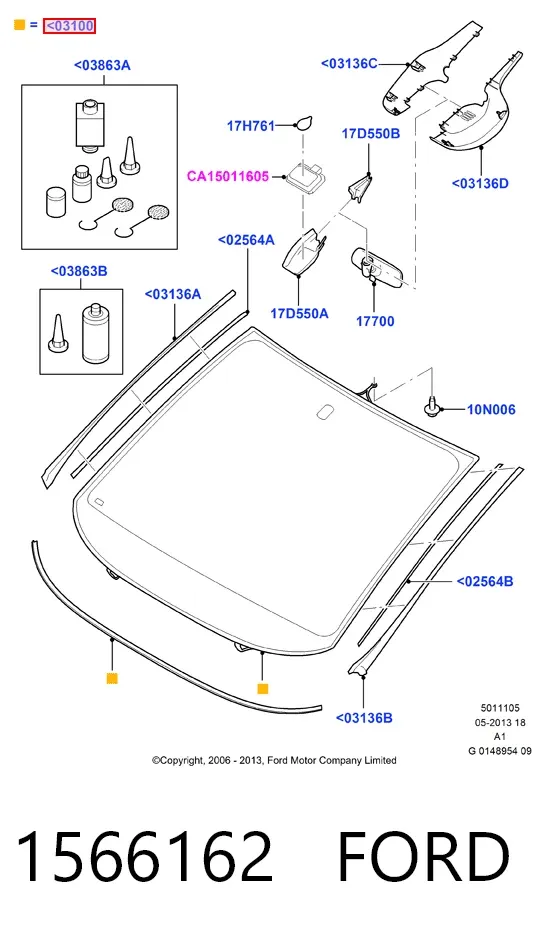 Лобове скло 1566162 Ford