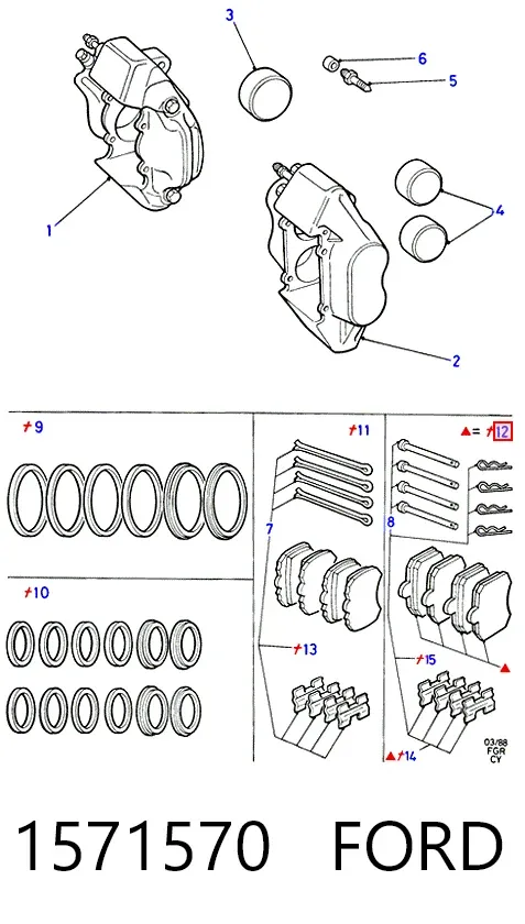 Передні тормозні колодки 1571570 Ford