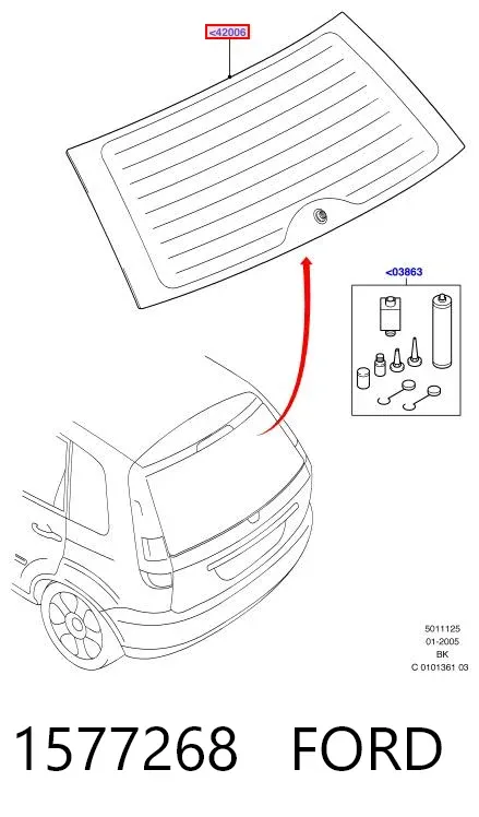 Скло заднє, 3/5-й двері (ляди) 1577268 Ford