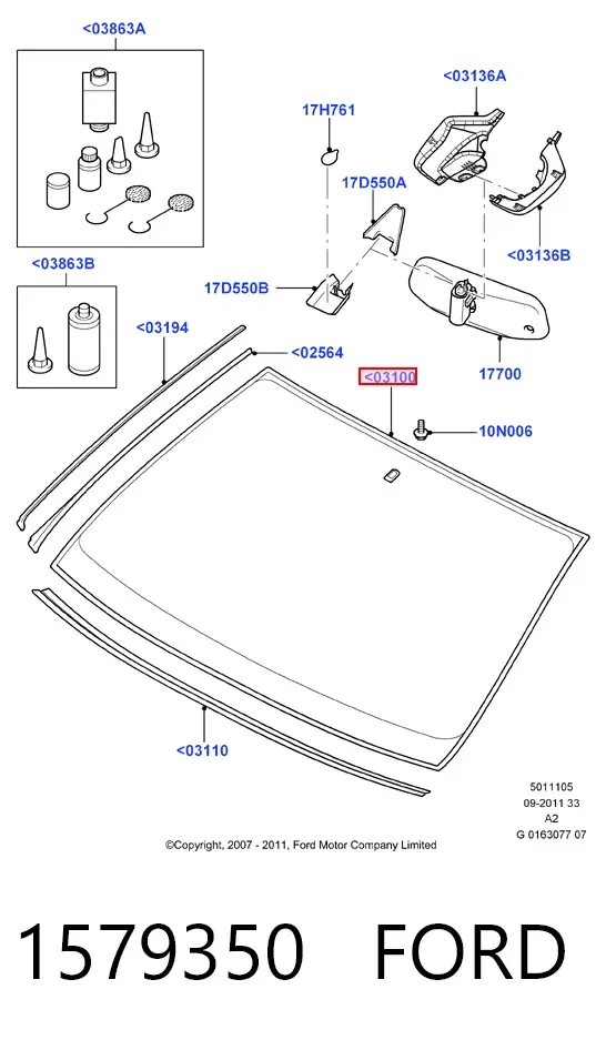 Лобове скло 1579350 Ford
