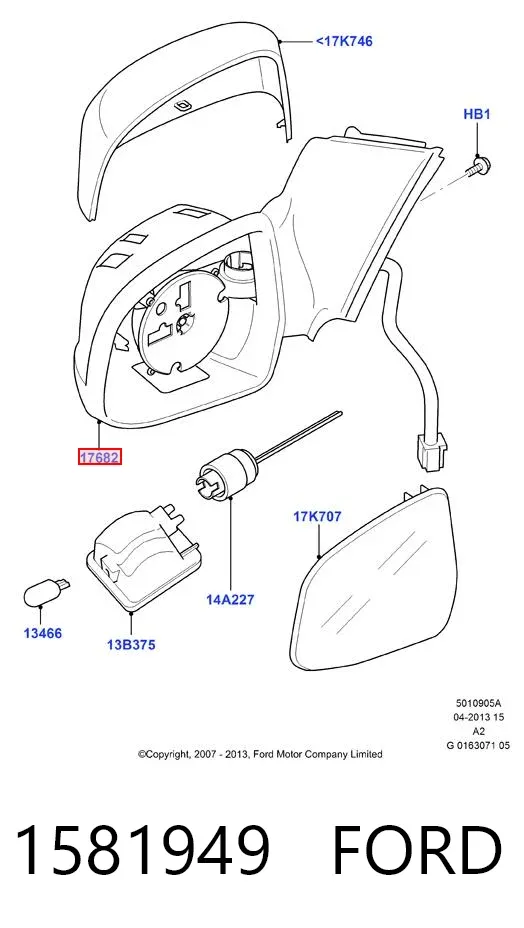 Ліве бокове дзеркало 1581949 Ford