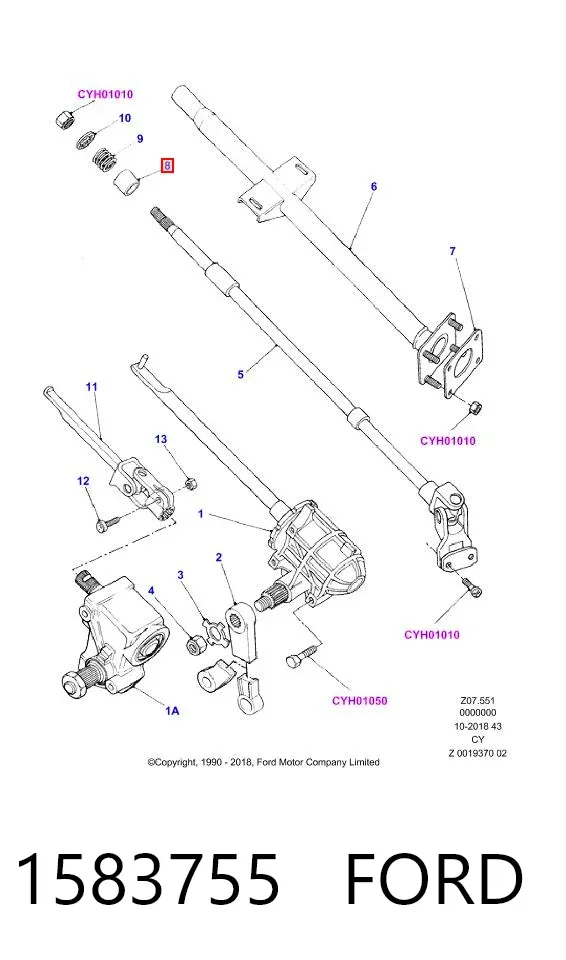Підшипник рульової колонки, верхній 1583755 Ford