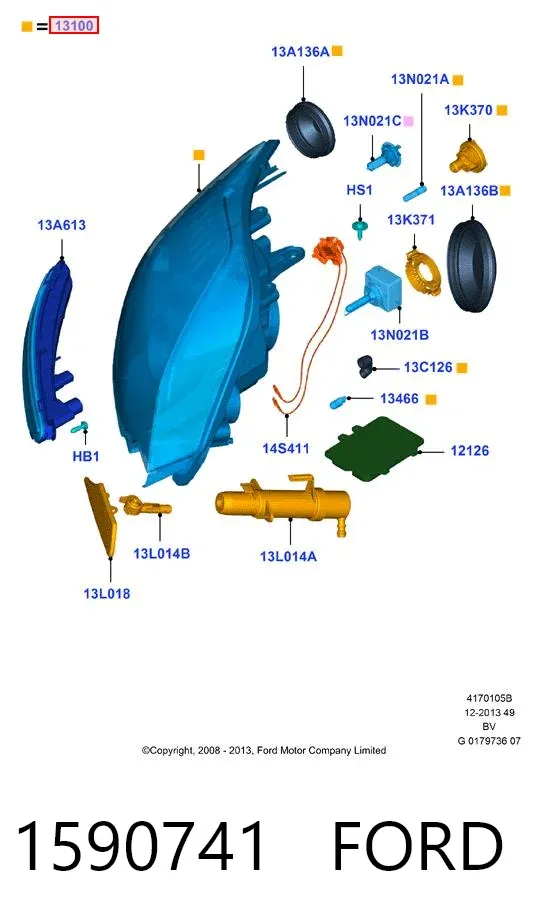 Фара права 1590741 Ford