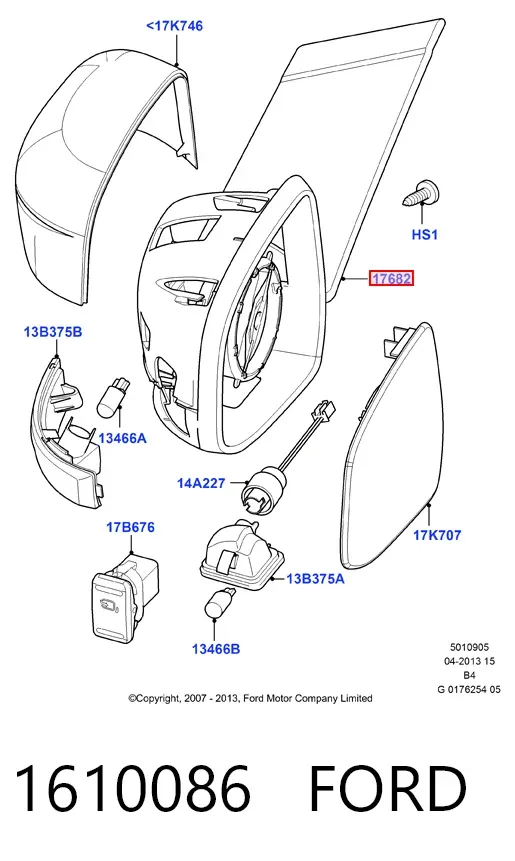 Ліве бокове дзеркало 1610086 Ford