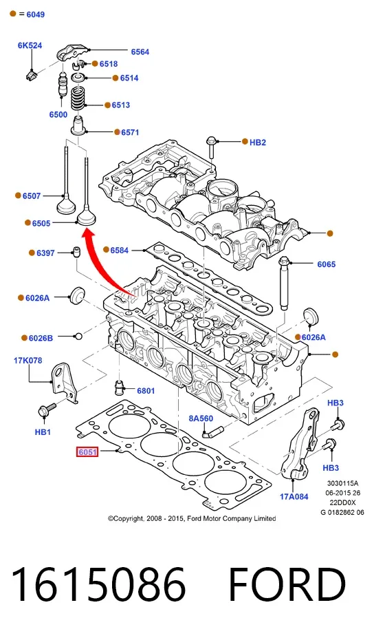 Прокладка ГБЦ 1615086 Ford