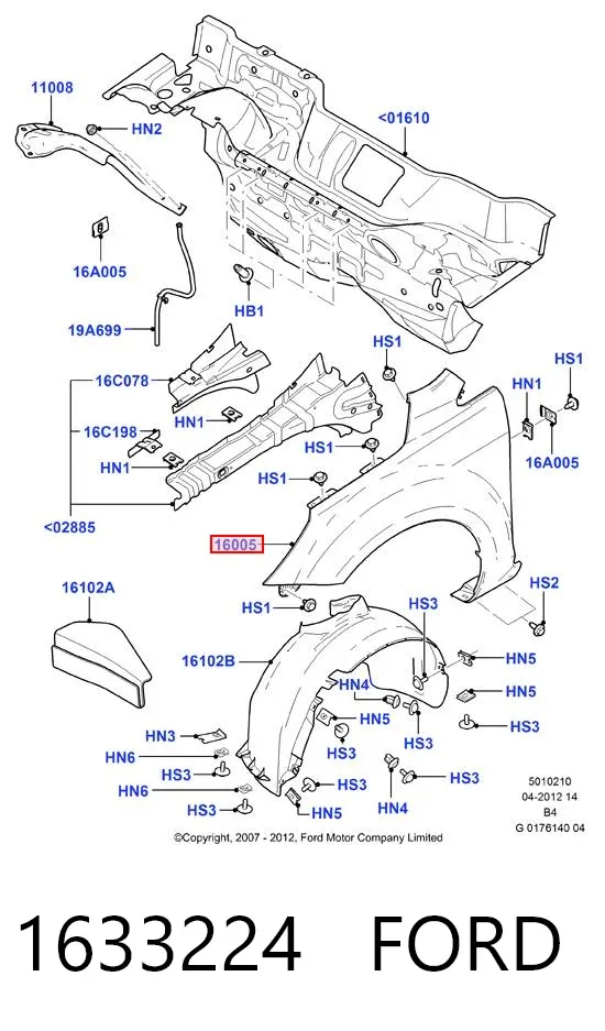 Крило переднє ліве 1633224 Ford
