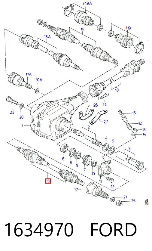 Піввісь (привід) передня Ford Escort VII
