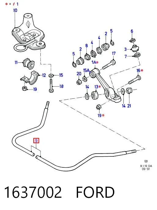 Передній стабілізатор 1637002 Ford