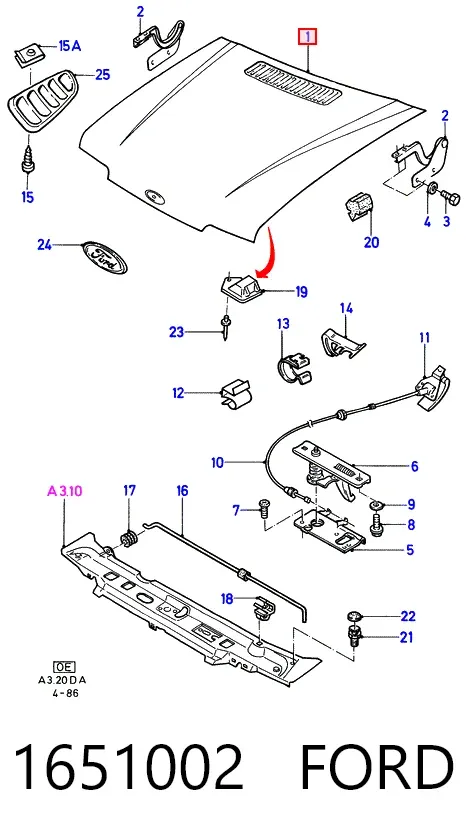 Капот Ford Escort IV