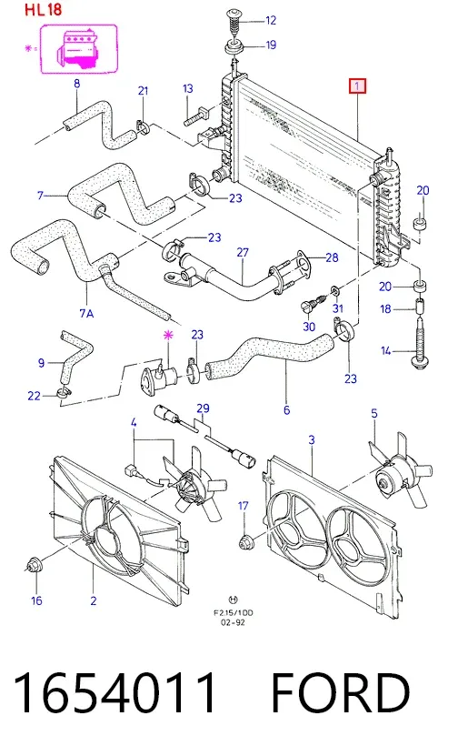 Радіатор 1654011 Ford