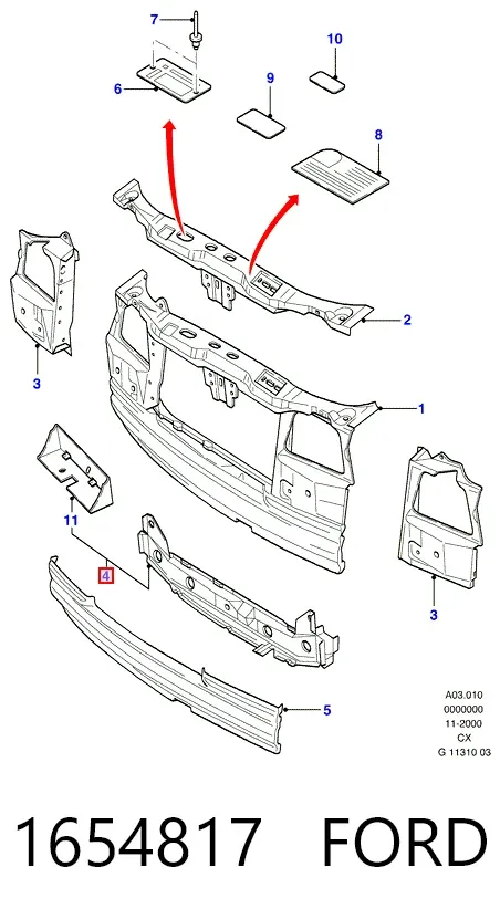 Підсилювач бампера переднього Ford Fiesta Mk3