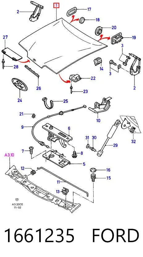 Капот 1661235 Ford