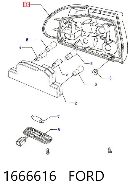 Задня права фара 1666616 Ford