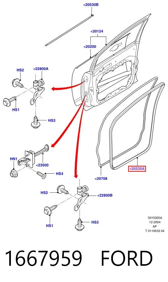 Ущільнювач двері передньої (на кузові) 1667959 Ford