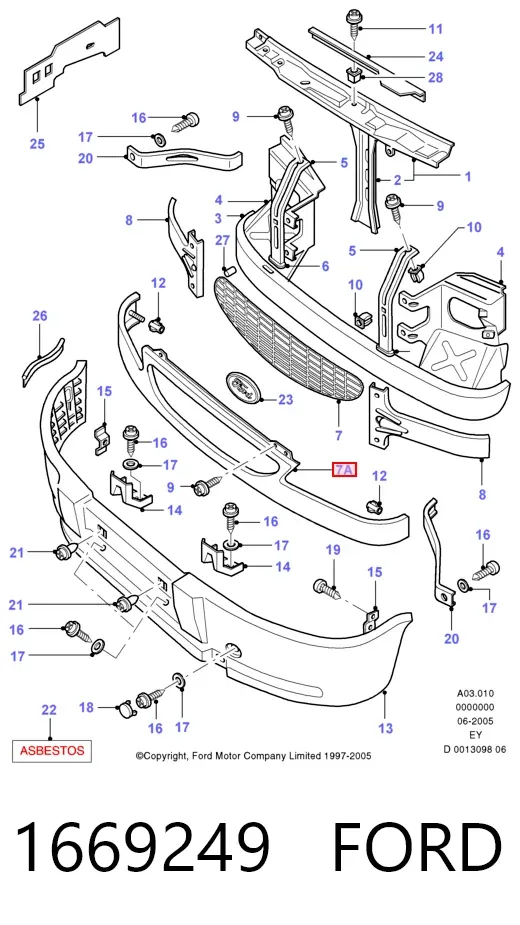 Решітка радіатора 1669249 Ford