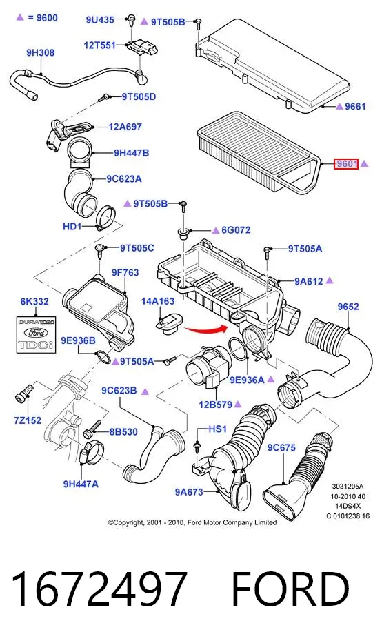 Повітряний фільтр 1672497 Ford