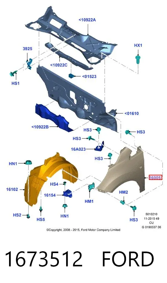 Крило переднє ліве 1673512 Ford