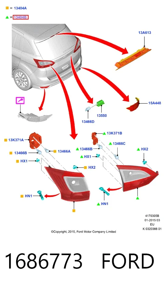 Ліхтар задній правий, внутрішній 1686773 Ford