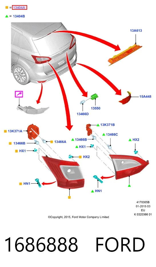 Ліхтар задній правий, зовнішній 1686888 Ford