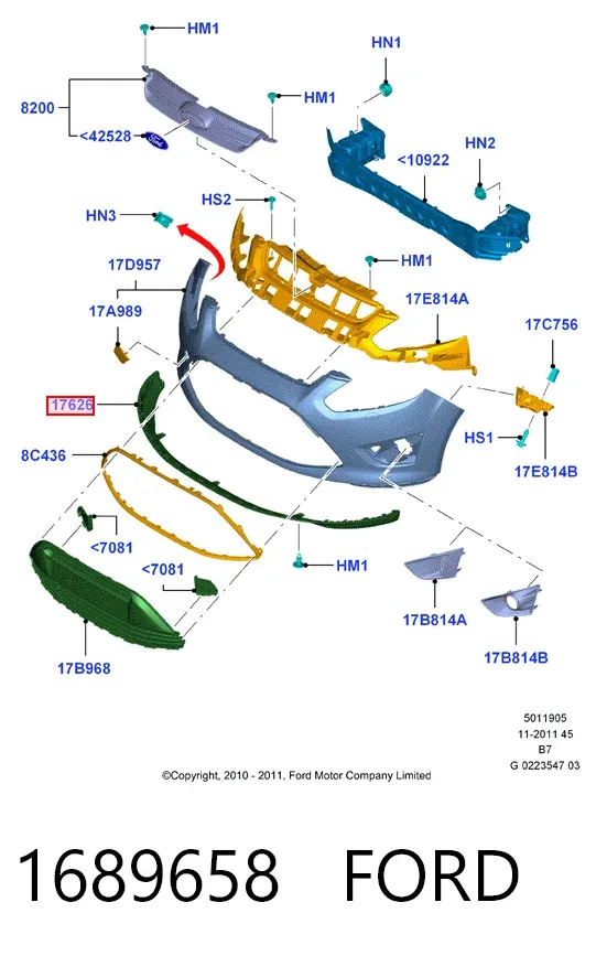 Спойлер переднього бампера 1689658 Ford