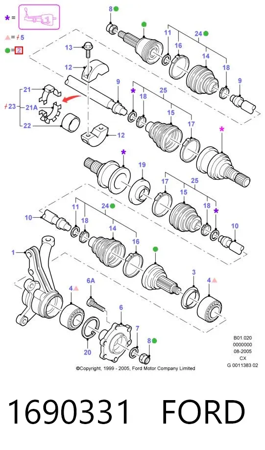 ШРУС зовнішній передній 1690331 Ford