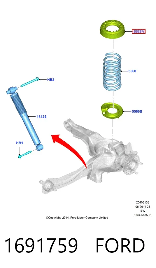 Проставка (гумове кільце) пружини задньої, верхня 1691759 Ford