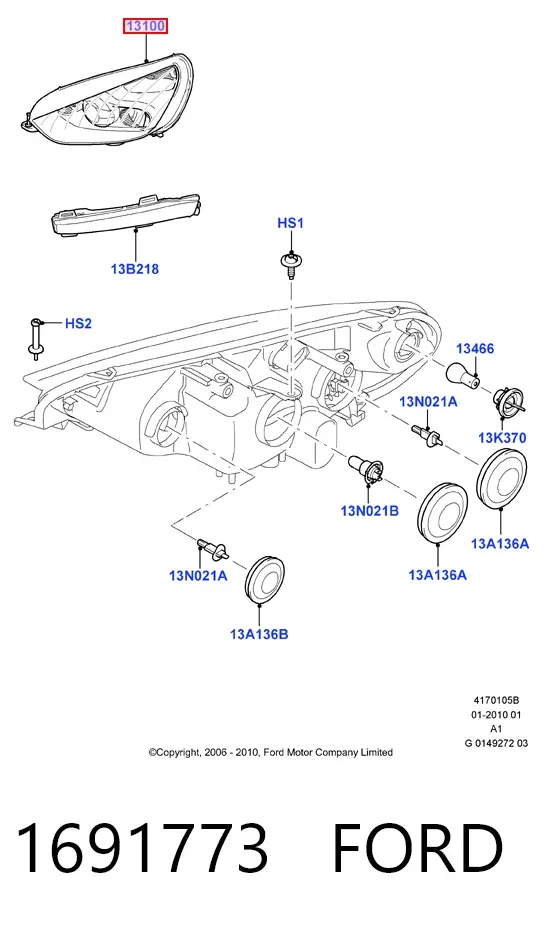 Фара ліва 1691773 Ford