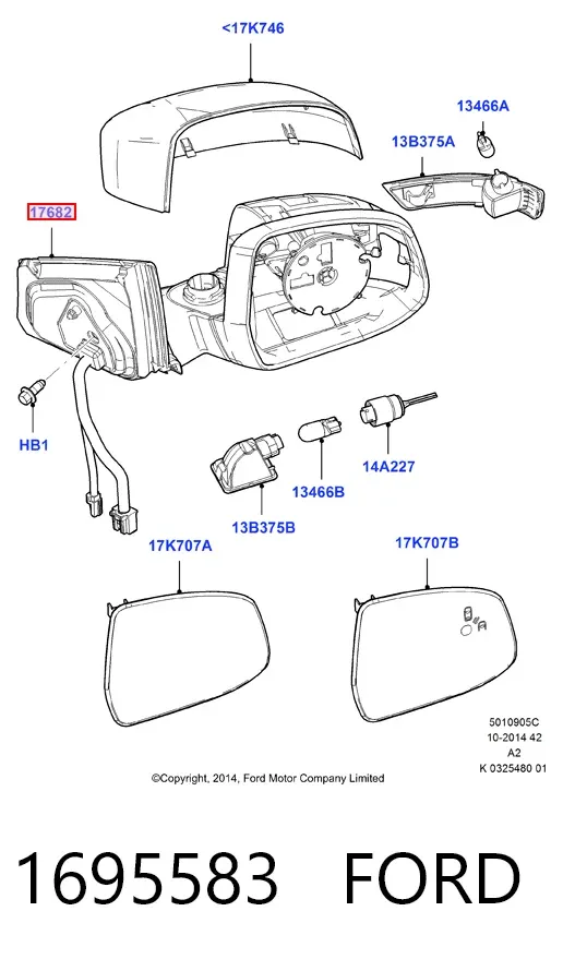 Ліве бокове дзеркало 1695583 Ford