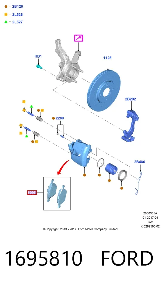 Передні тормозні колодки 1695810 Ford