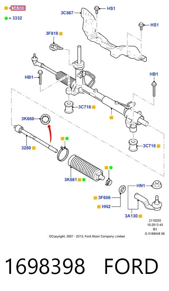 Рульова рейка 1698398 Ford