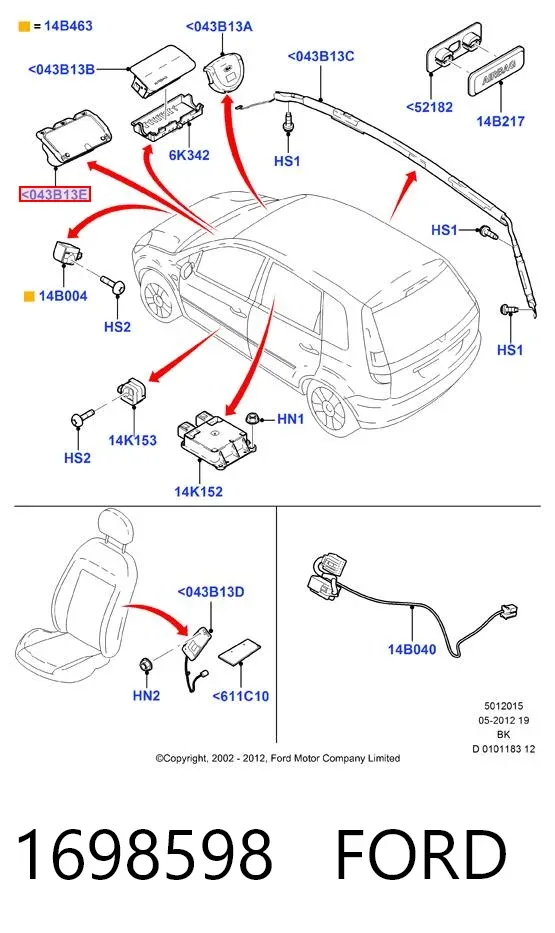 Подушка безпеки, пасажирська, AIRBAG 1698598 Ford