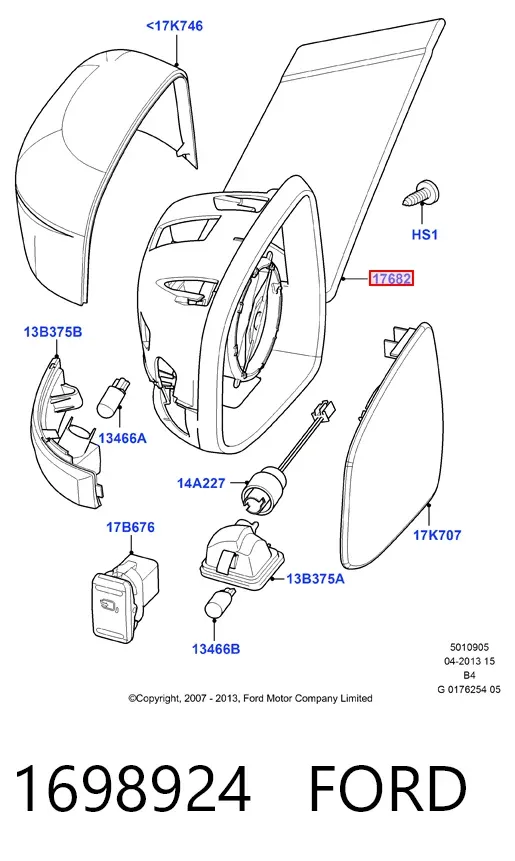 Дзеркало праве 1698924 Ford