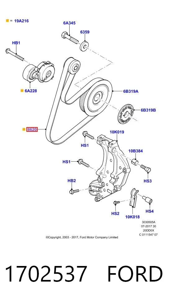 Ремінь генератора 1702537 Ford